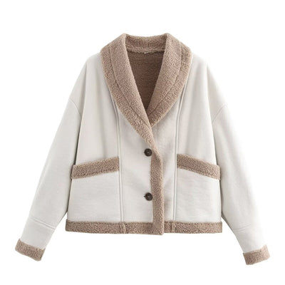 Bianca - Chaqueta de ante con bolsillos, invierno chic, mujer