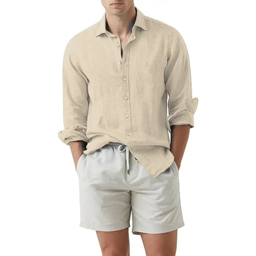 Camisa de verano para hombre en lino y algodón