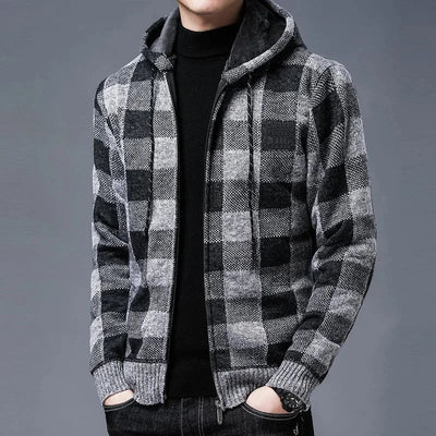 Chaqueta con capucha de cuadros para hombre - Sam