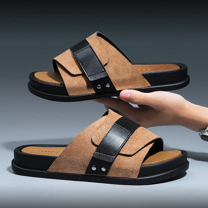 Sandalias de hombre en piel mate