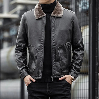 Chaqueta de piel para hombre con cuello - Leon