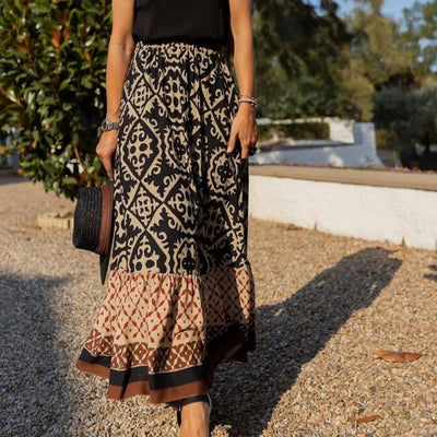Falda de verano para mujer con cintura alta - maxi