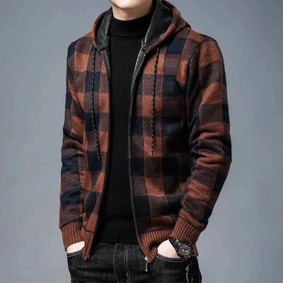 Chaqueta con capucha de cuadros para hombre - Sam
