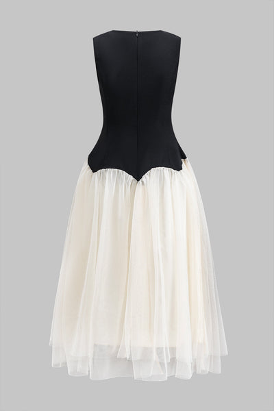 Vera - Vestido midi sin mangas con cremallera y fruncido