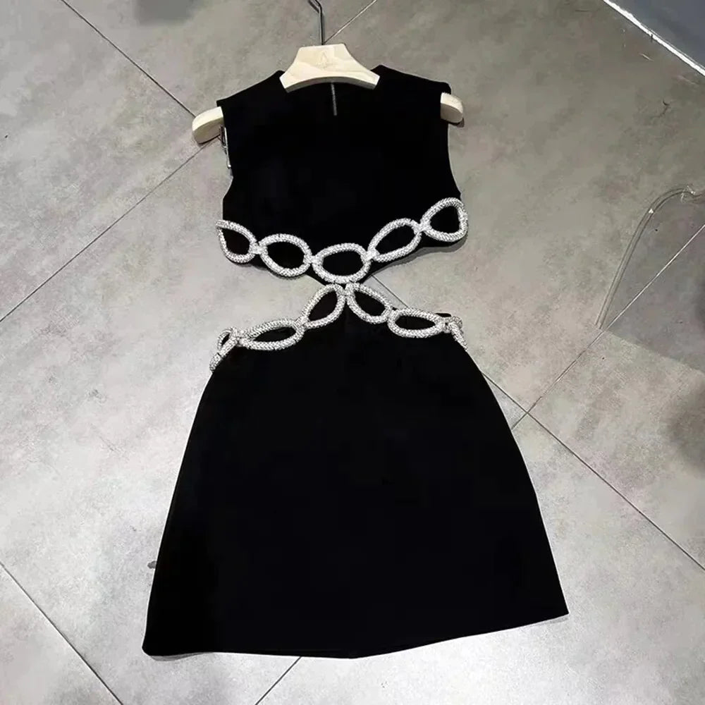 Susana - Minivestido negro ajustado sin espalda para mujer