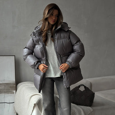 Abrigo para mujer acolchado con capucha ajustable - Elissea