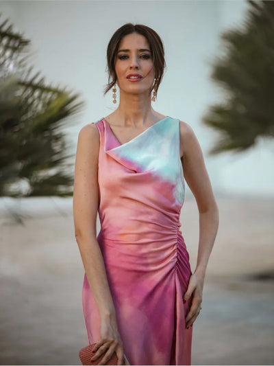 Talía - Vestido de tinte con cuello chal