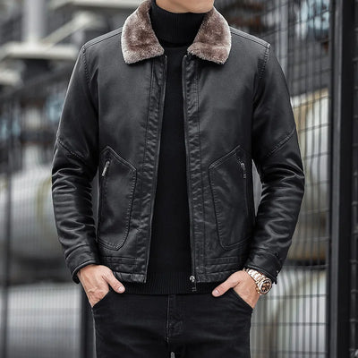 Chaqueta de piel para hombre con cuello - Leon