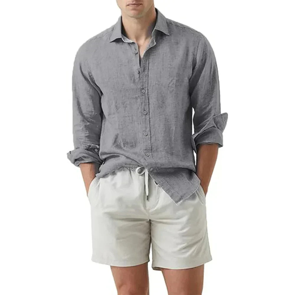 Camisa de verano para hombre en lino y algodón