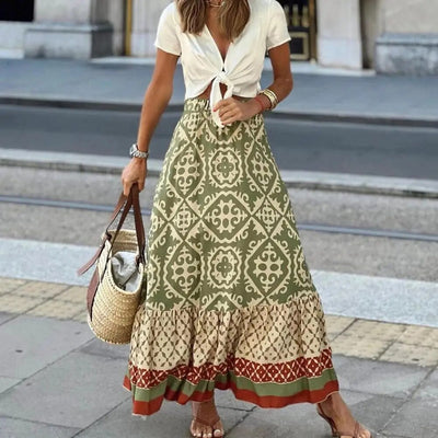Falda de verano para mujer con cintura alta - maxi