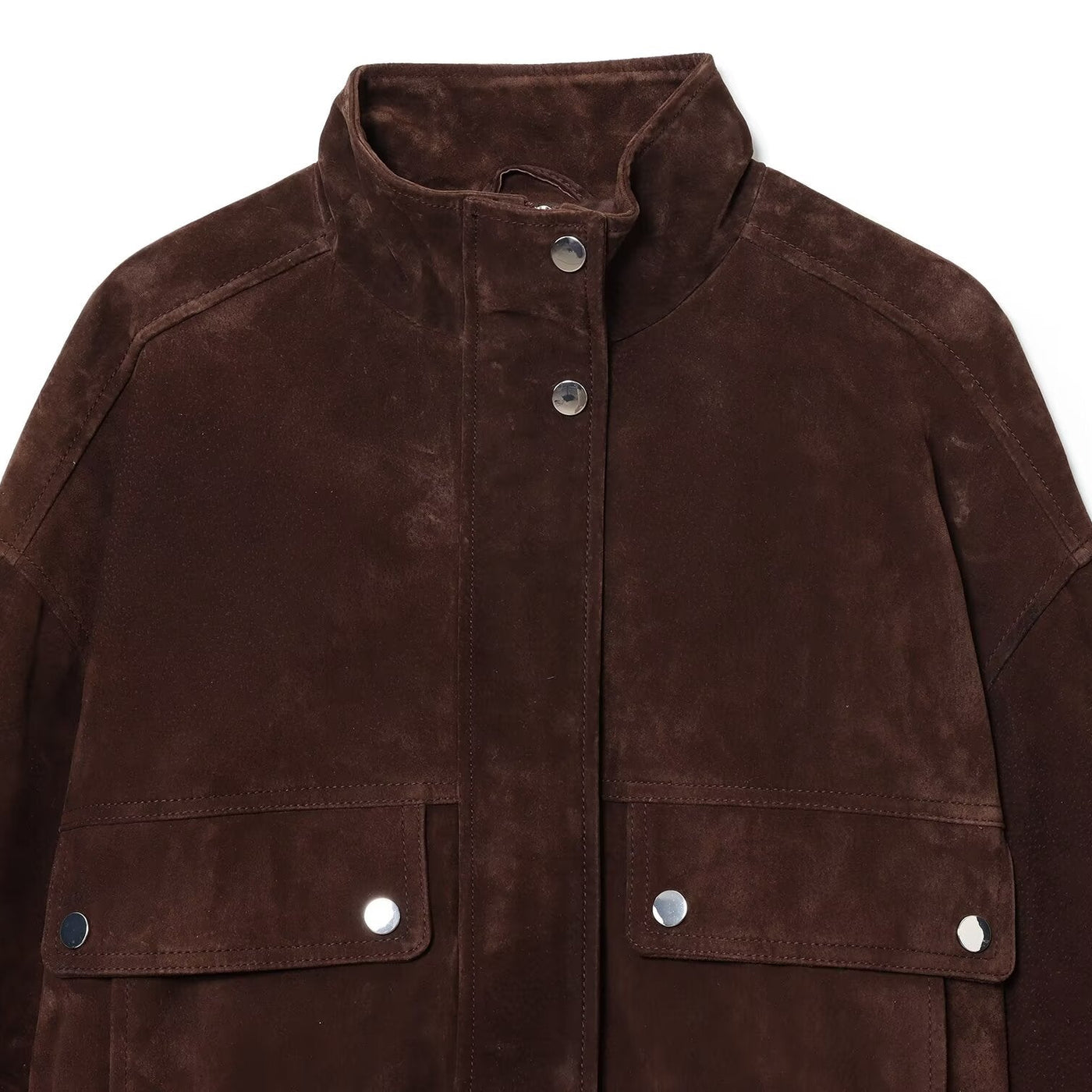 Chaqueta de ante con bolsillos frontales para mujer - Mireane