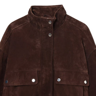 Chaqueta de ante con bolsillos frontales para mujer - Mireane