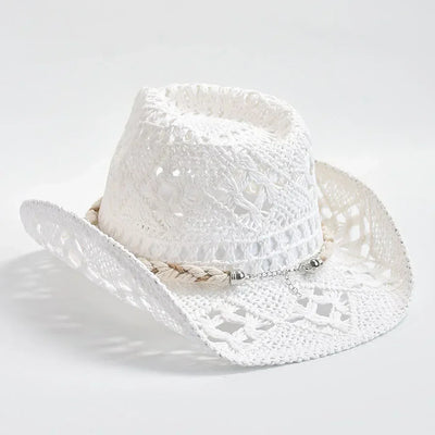 Sombrero de paja concha marina costera