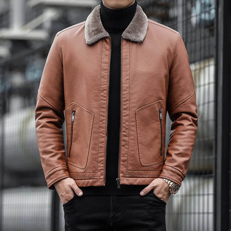 Chaqueta de piel para hombre con cuello - Leon