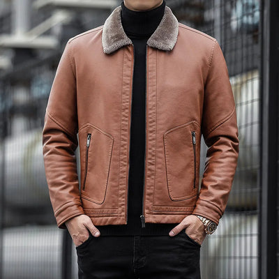 Chaqueta de piel para hombre con cuello - Leon