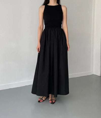 Vestido largo mujer sin mangas elegante negro - Marie