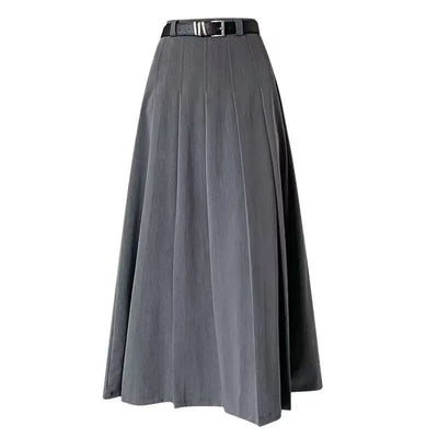 Falda midi plisada con cinturón para mujer - elegante y versátil