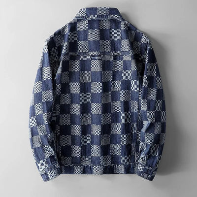 Chaqueta vaquera a cuadros para hombre, a la moda