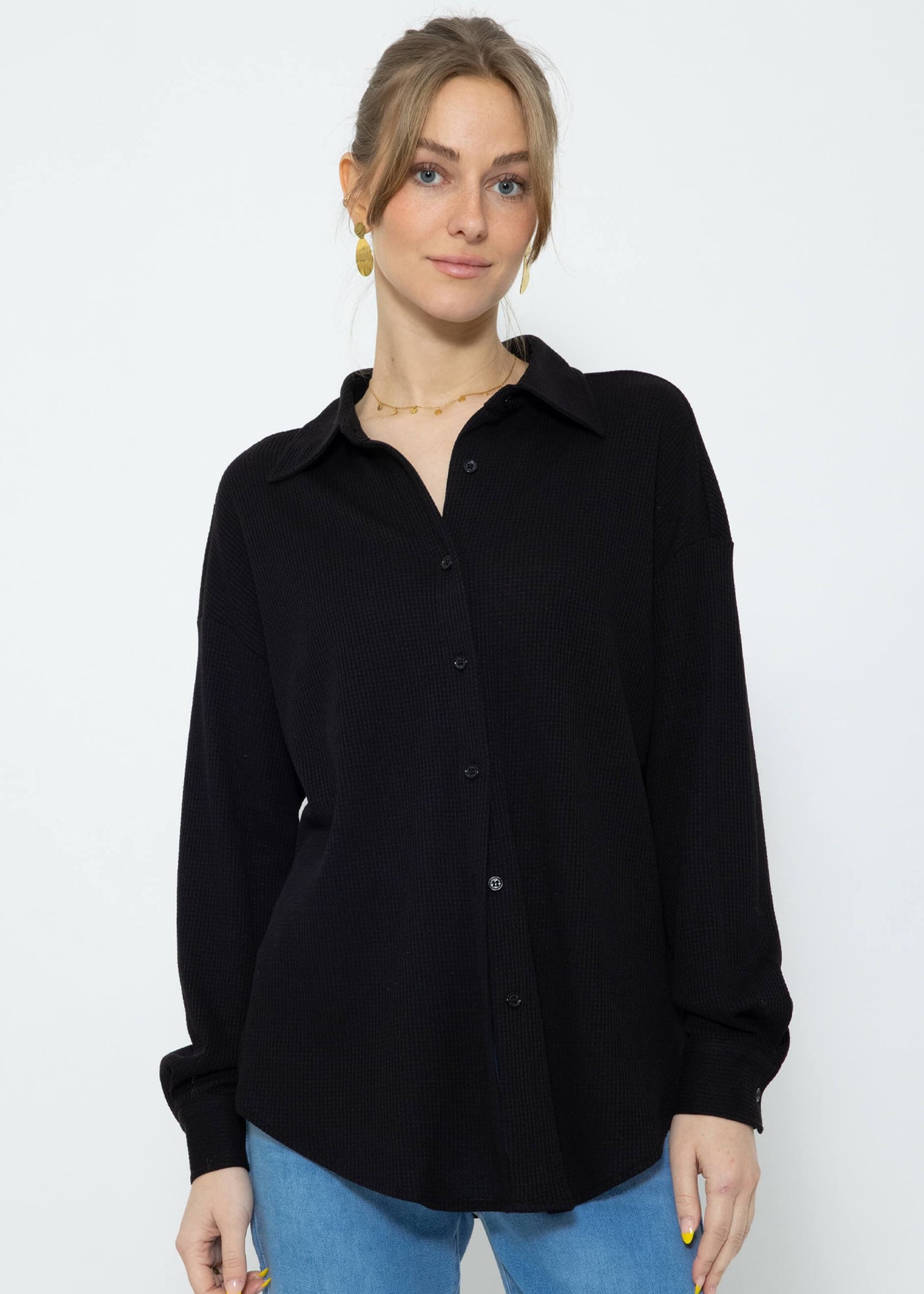 Reina - Blusa oversize de piqué gofrado