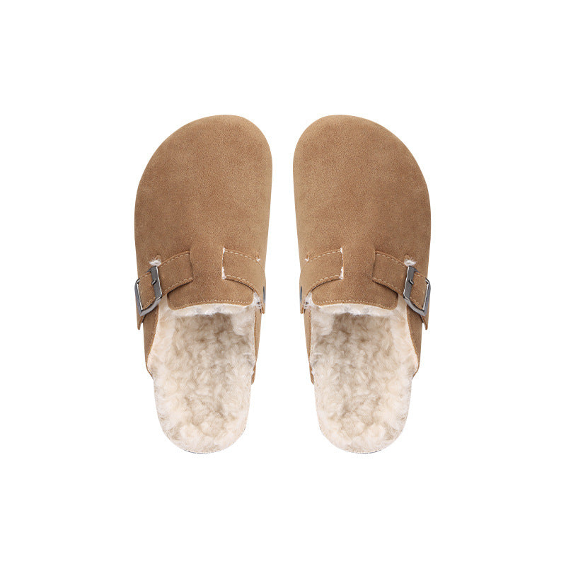 Zapatos tipo zueco con forro interior de felpa para mujer - Yadhi
