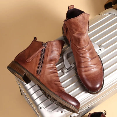 Botines de cuero para hombre con cremallera lateral - Alex