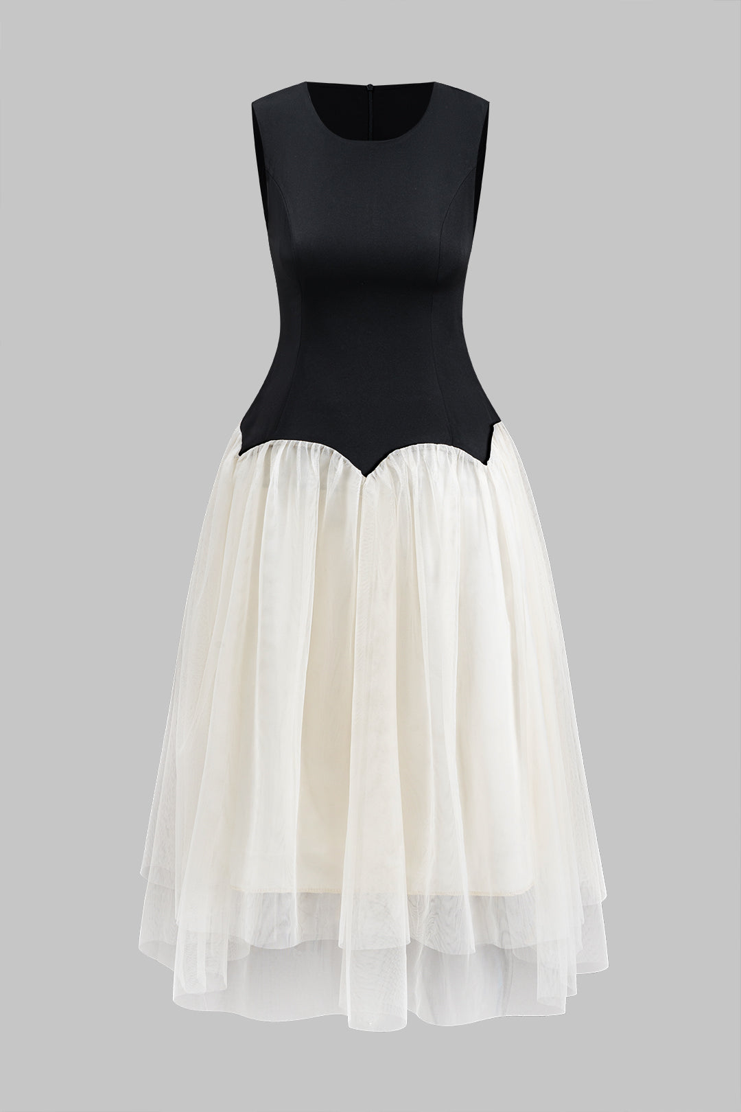 Vera - Vestido midi sin mangas con cremallera y fruncido