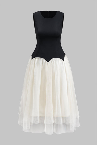 Vera - Vestido midi sin mangas con cremallera y fruncido