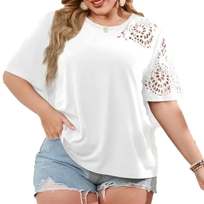 Deborah - Camiseta creativa con escote de gasa para mujer