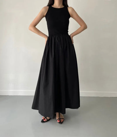 Vestido largo mujer sin mangas elegante negro - Marie