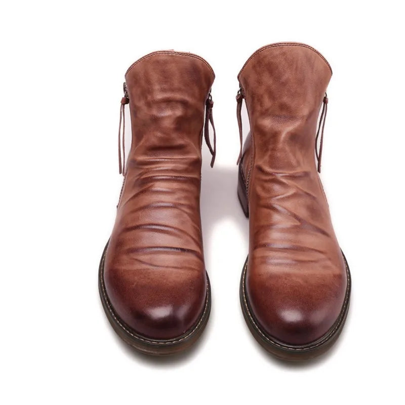 Elegantes botas Chelsea de piel auténtica para hombre