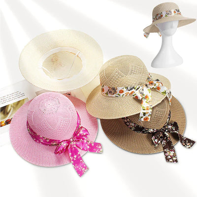 Sombrero de moda veraniega con corbata chic