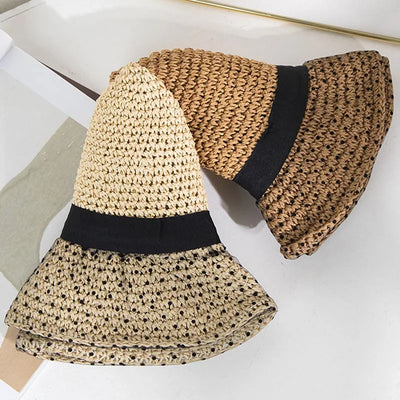 Sombrero de verano de lunares con bordado de ojales para un look chic