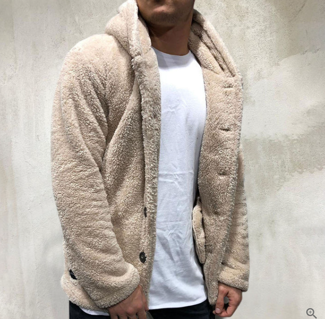 Cálida sudadera polar con capucha para hombre