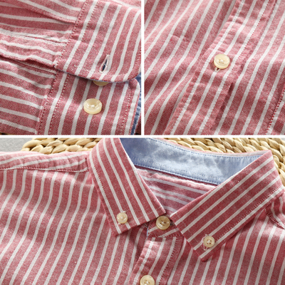 Oxford Vermillon - Camisa a Rayas de Algodón