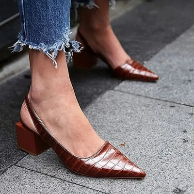 Zarrah - Zapatos de tacón para mujer con tacón en bloque y estampado de cocodrilo