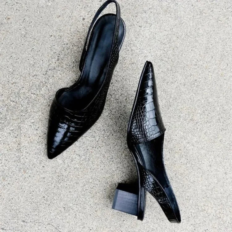 Zarrah - Zapatos de tacón para mujer con tacón en bloque y estampado de cocodrilo