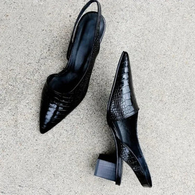 Zarrah - Zapatos de tacón para mujer con tacón en bloque y estampado de cocodrilo