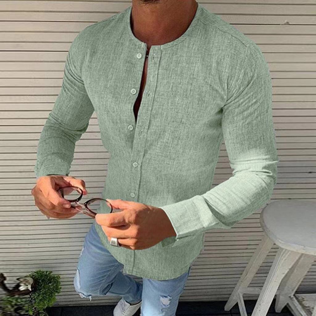 Elegante camisa de algodón de manga larga para hombre