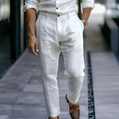 Pantalón hombre lino recto estilo casual elegante - Adriano