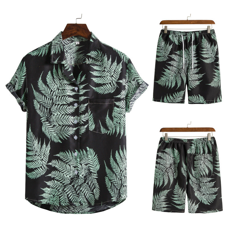 Elegante conjunto de ocio hawaiano para hombre (2 piezas)