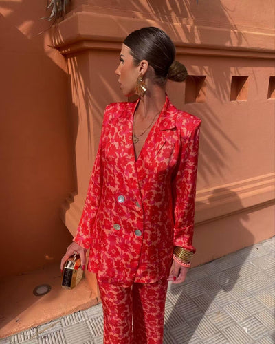Conjunto pantalón y blazer mujer estampado floral - Venera