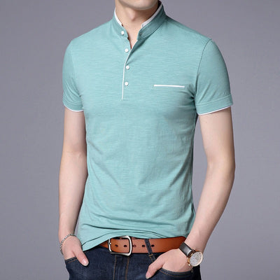 Polo manga corta hombre algodón cuello mao moderno - Álvaro