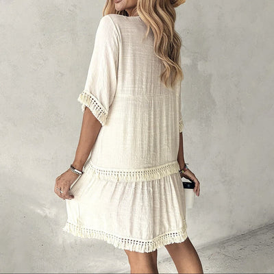 Vestido mujer bohemio bordado con borlas - Isadora