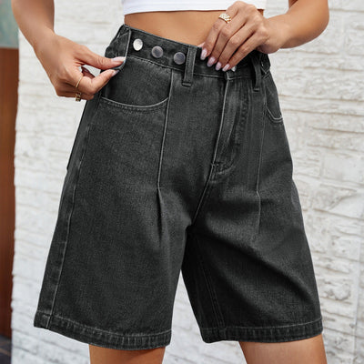 Bermuda denim mujer corte recto estilo vintage - Kendra