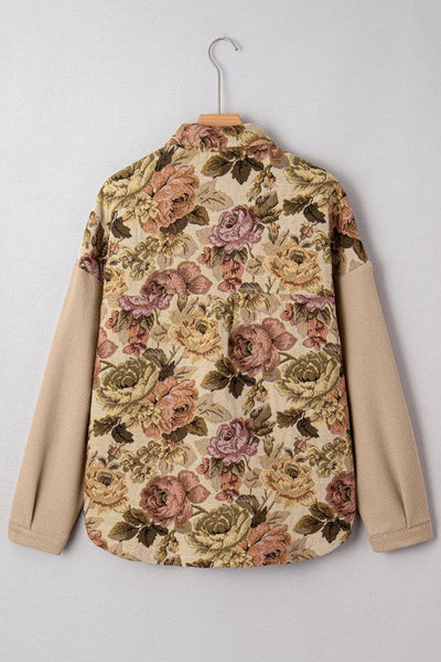Chaqueta floral combinada de punto para mujer - Olyane