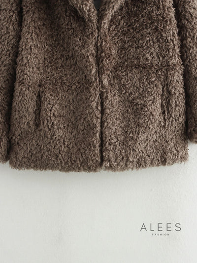 Abrigo de mujer fleece con solapa ancha - Daria