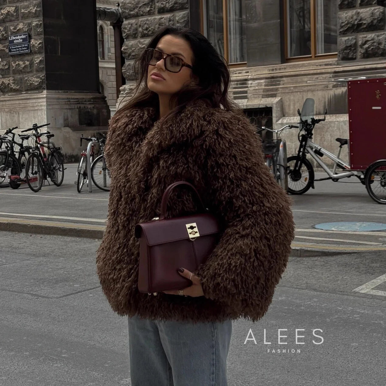 Abrigo de mujer fleece con solapa ancha - Daria