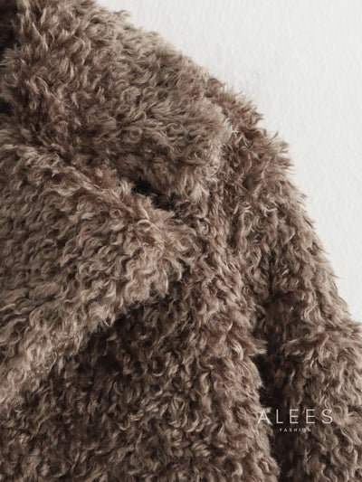 Abrigo de mujer fleece con solapa ancha - Daria