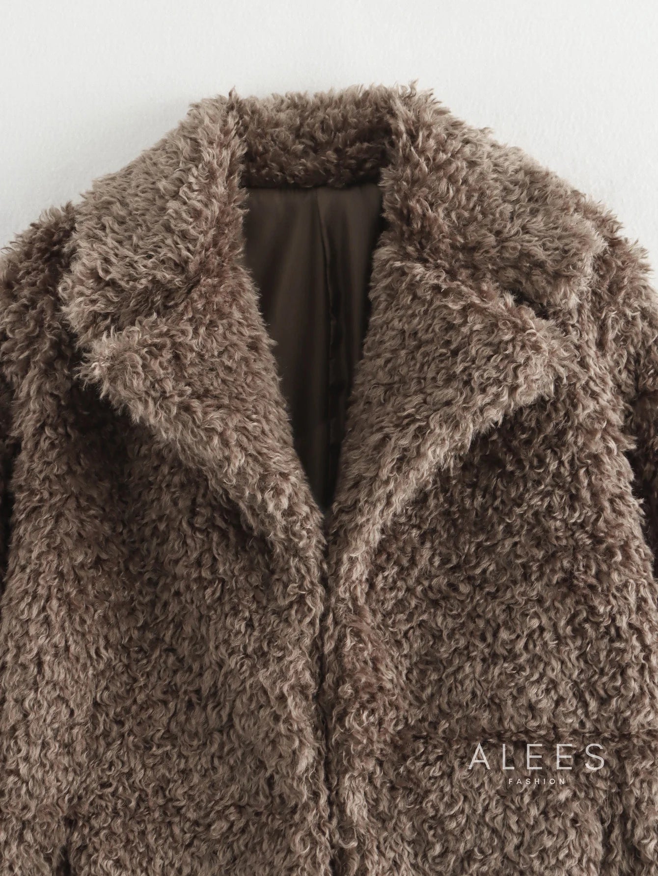 Abrigo de mujer fleece con solapa ancha - Daria