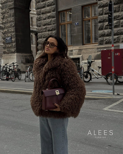 Abrigo de mujer fleece con solapa ancha - Daria